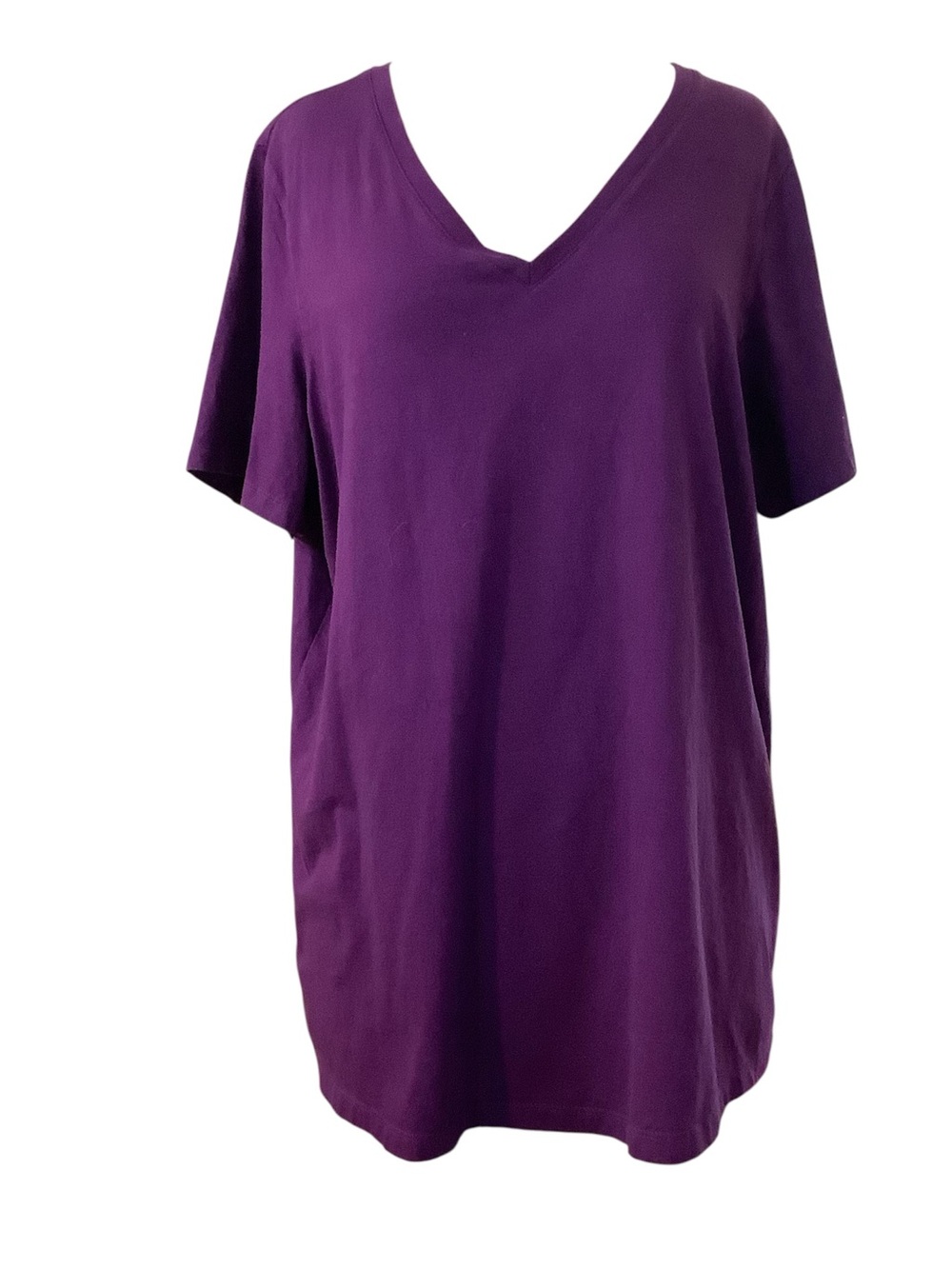 Woman Within V-Neck Short Sleeve Top - Purple